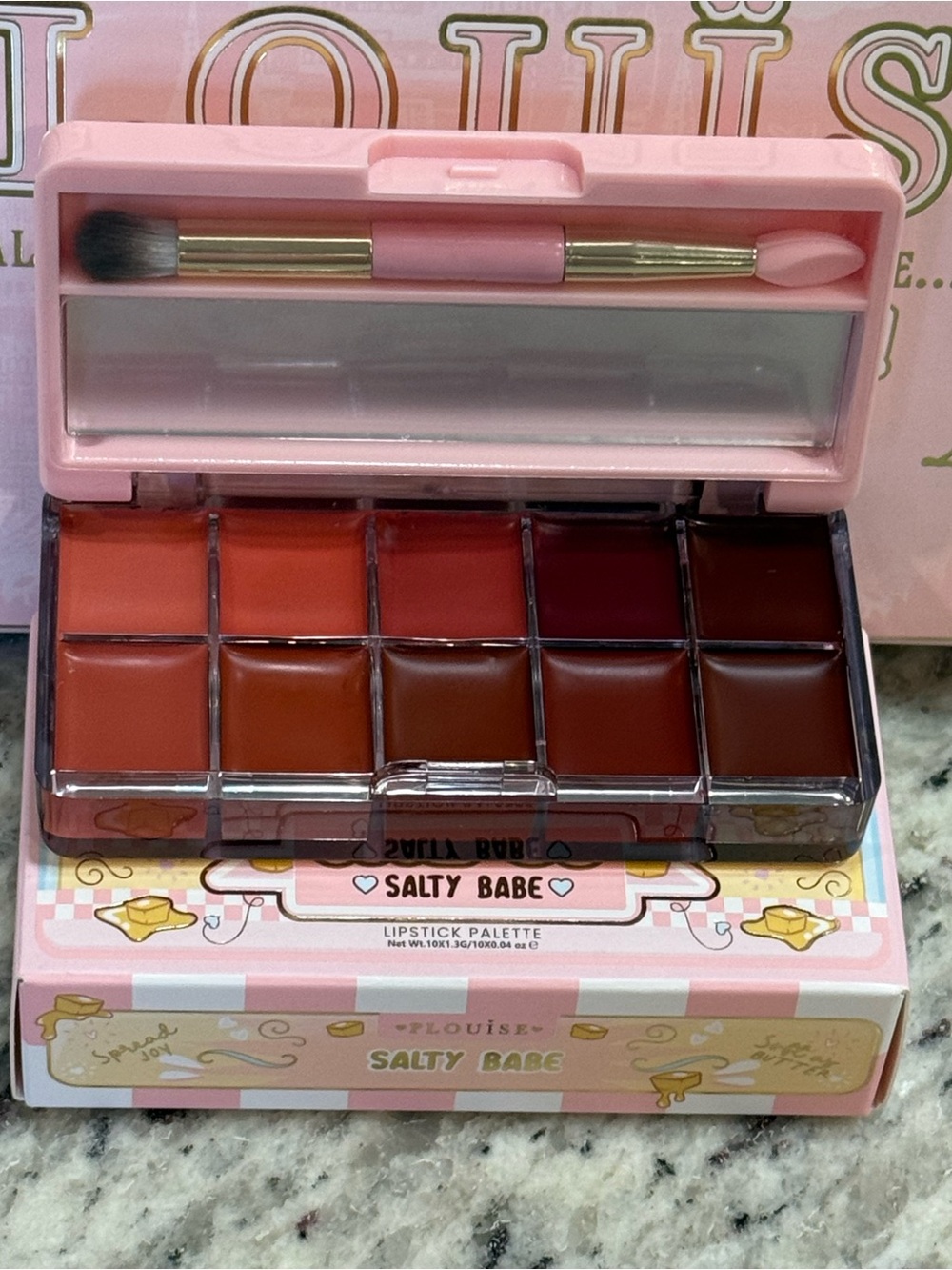 P. Louise “Salty Babe”  Lipstick Palette - Pink Case with Warm Shades